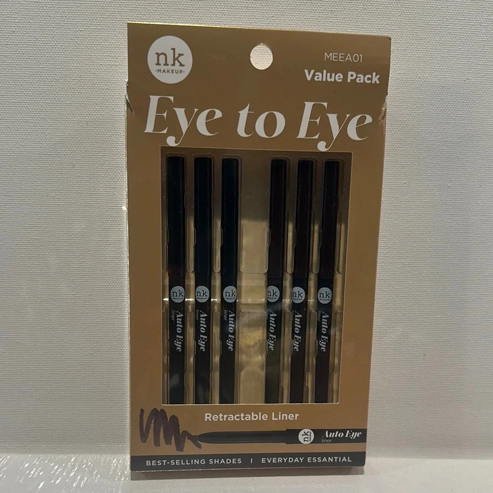 NK Makeup Eye to Eye Auto Eyeliners in Black and Light Brown (6) pack.